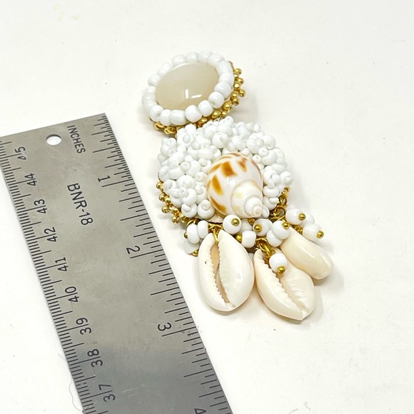 New Anthropologie Rock + Bone Alexi Clip On Shell Earrings Beach Coastal - Picture 8 of 8